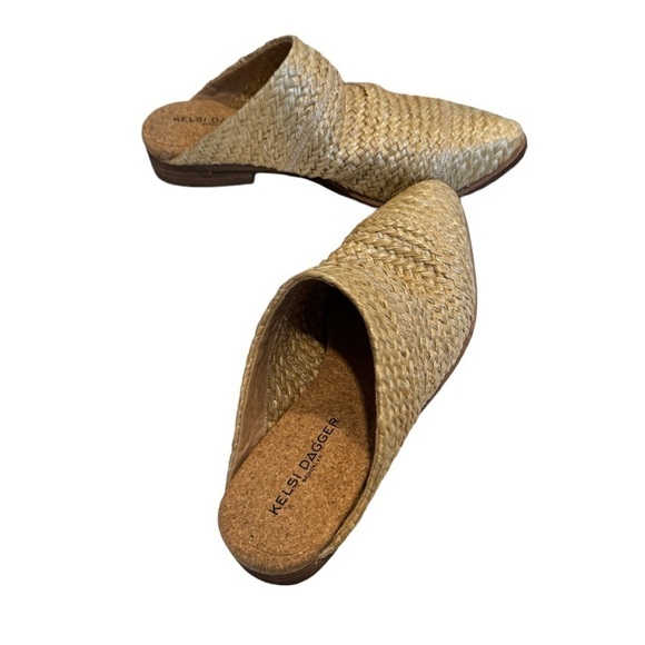 New! Kelsi Dagger Brooklyn Sail Raffia Mule In Beige - Picture 5 of 7